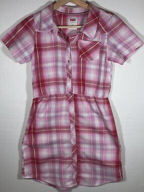 Levi's Girl's Large 10/12 Pink Plaid Short Sleeve Pull Over Shirt Dress